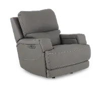 Rushton Slate Gray Leather Power Rocker Recliner