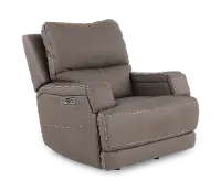 Rushton Espresso Brown Leather Power Rocker Recliner