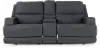 Rushton Midnight Navy Blue Leather Power Reclining Loveseat with Multimedia Console