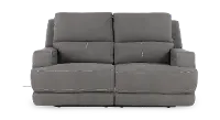 Rushton Slate Gray Leather Power Reclining Loveseat