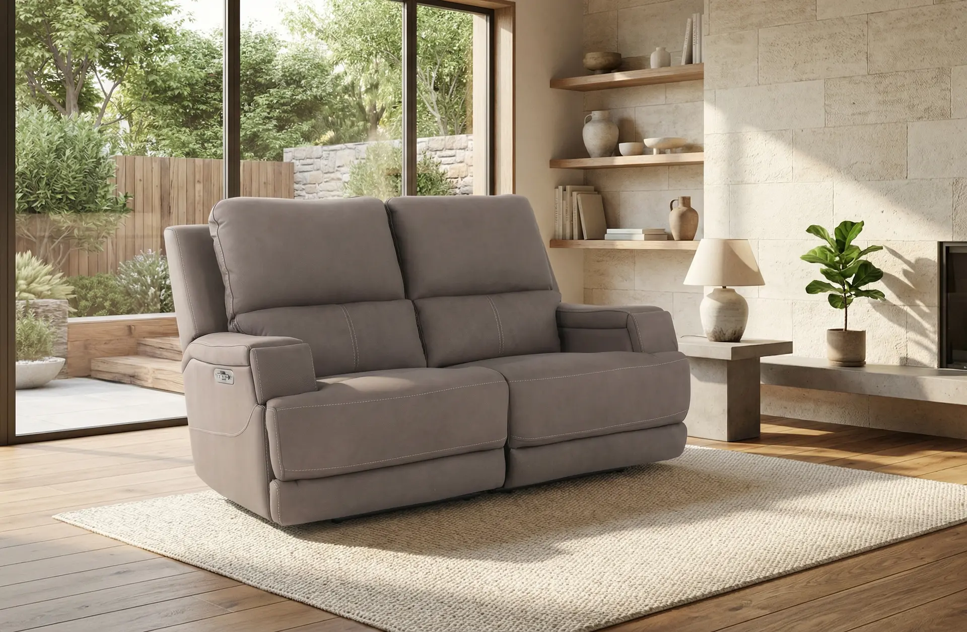 Rushton Espresso Brown Leather Power Reclining Loveseat-2