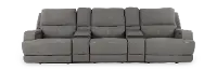 Rushton Slate Gray Leather 5 Piece Power Reclining Home Theater Set
