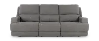 Rushton Slate Gray Leather Triple Power Reclining Sofa