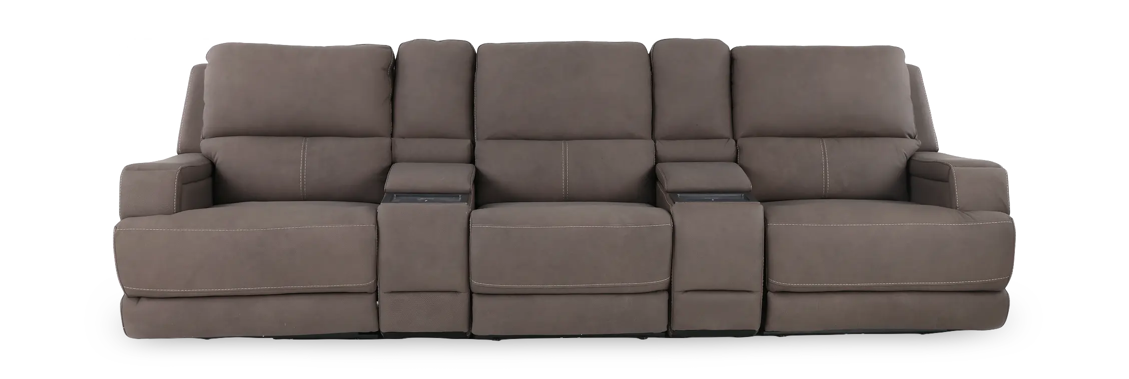 Rushton Espresso Brown Leather 5 Piece Power Reclining Home Theater Set-1