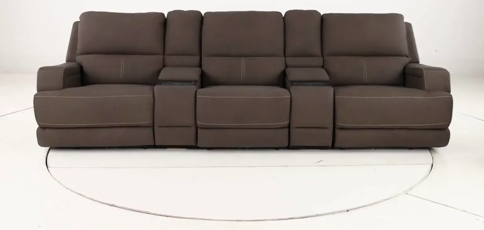 Rushton Espresso Brown Leather 5 Piece Power Reclining Home Theater Set-14