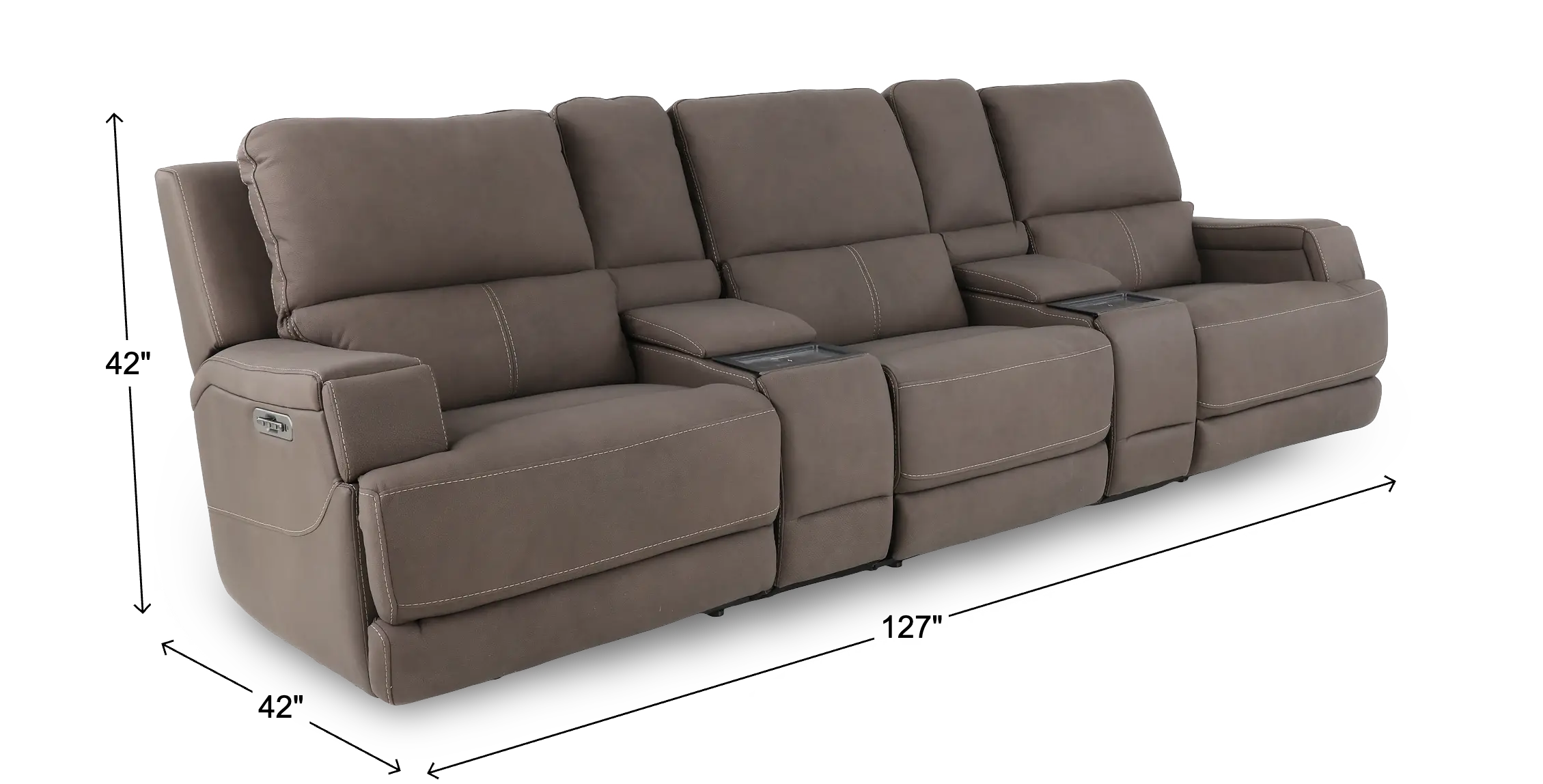 Rushton Espresso Brown Leather 5 Piece Power Reclining Home Theater Set-3