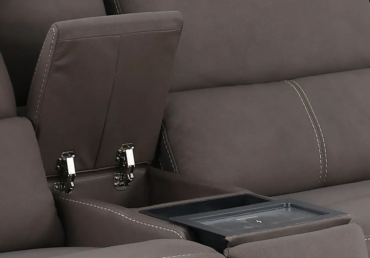 Rushton Espresso Brown Leather 5 Piece Power Reclining Home Theater Set-7