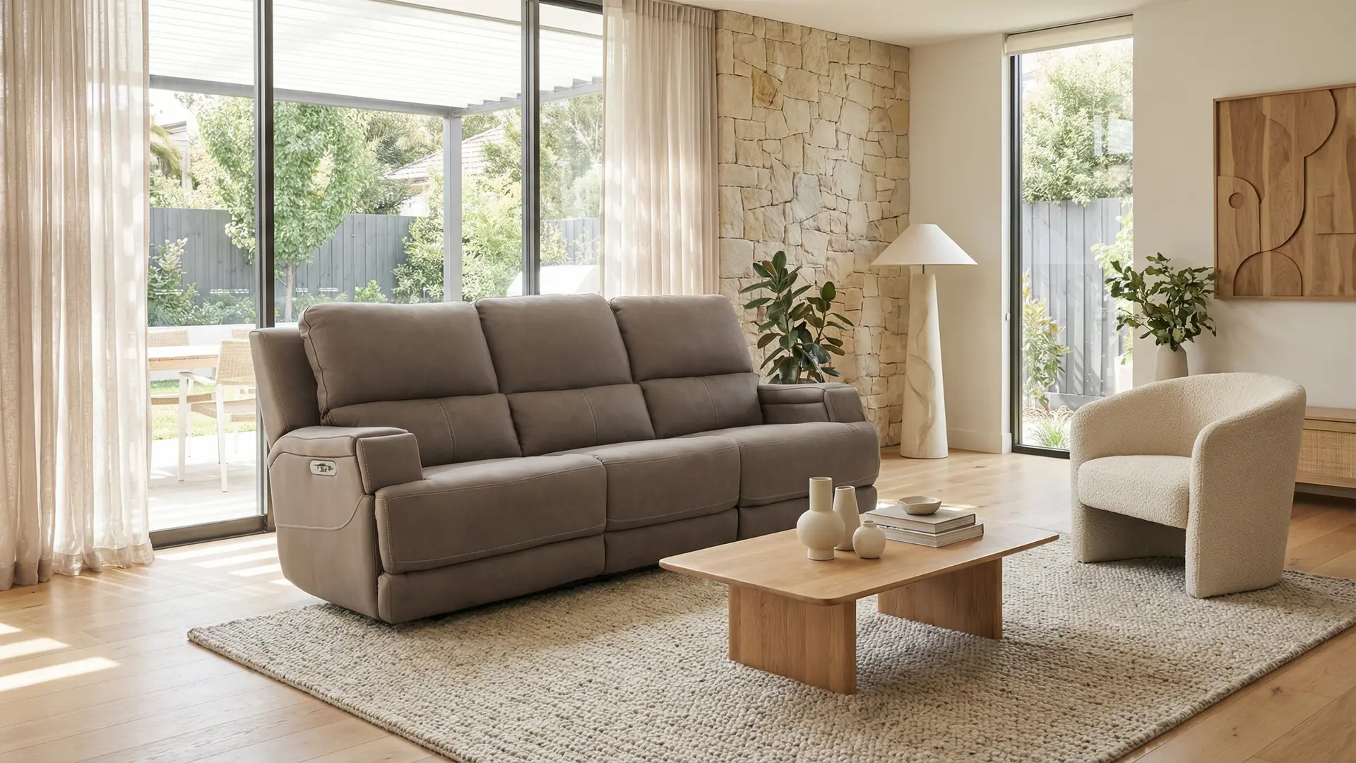 Rushton Espresso Brown Leather Triple Power Reclining Sofa-11