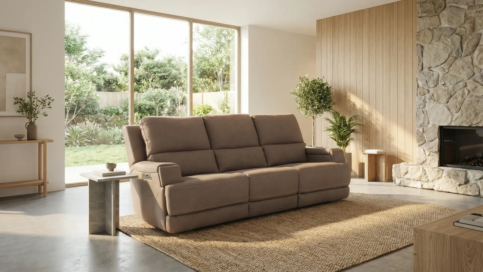 Rushton Espresso Brown Leather Triple Power Reclining Sofa-12