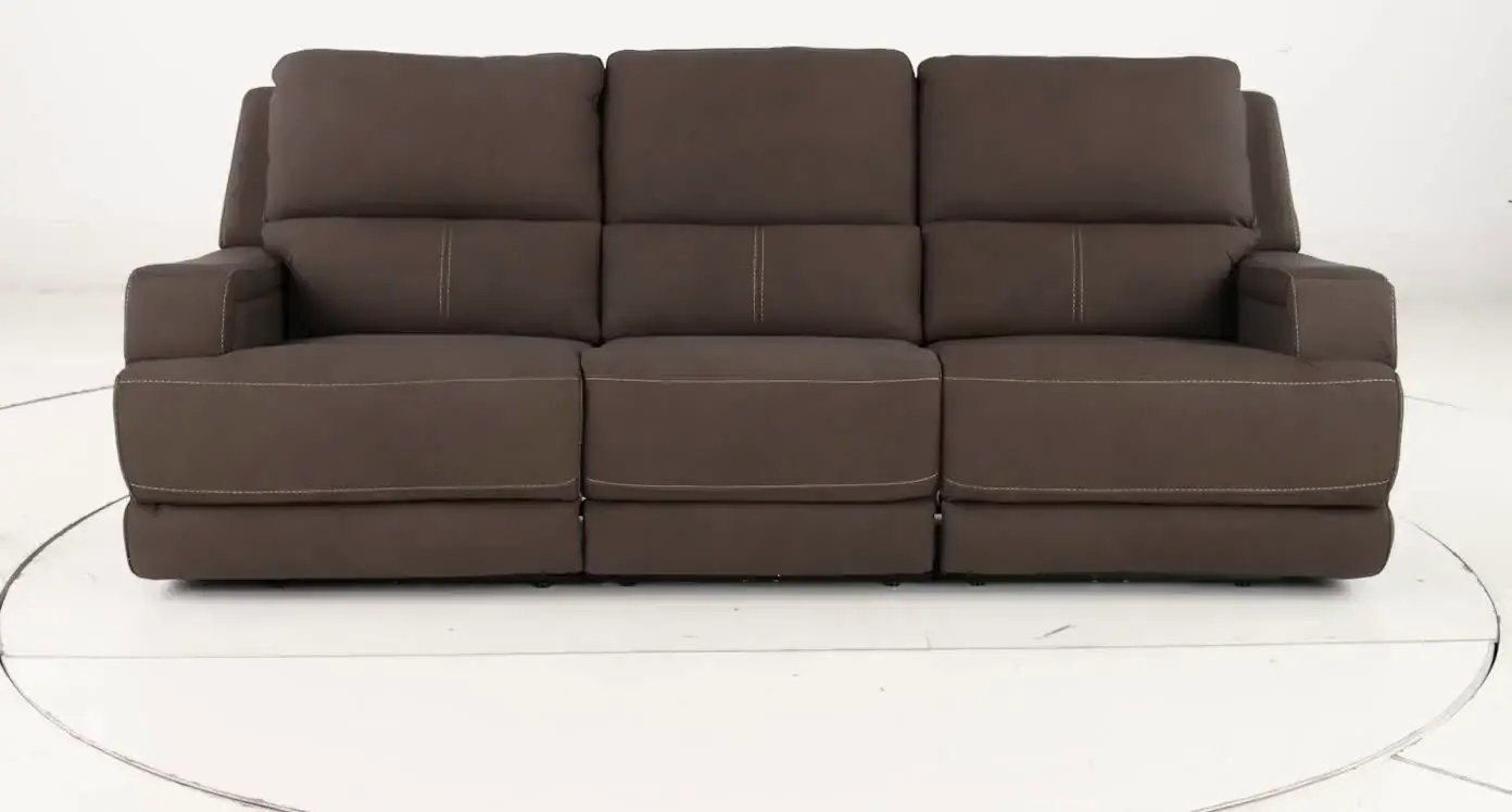 Rushton Espresso Brown Leather Triple Power Reclining Sofa-13