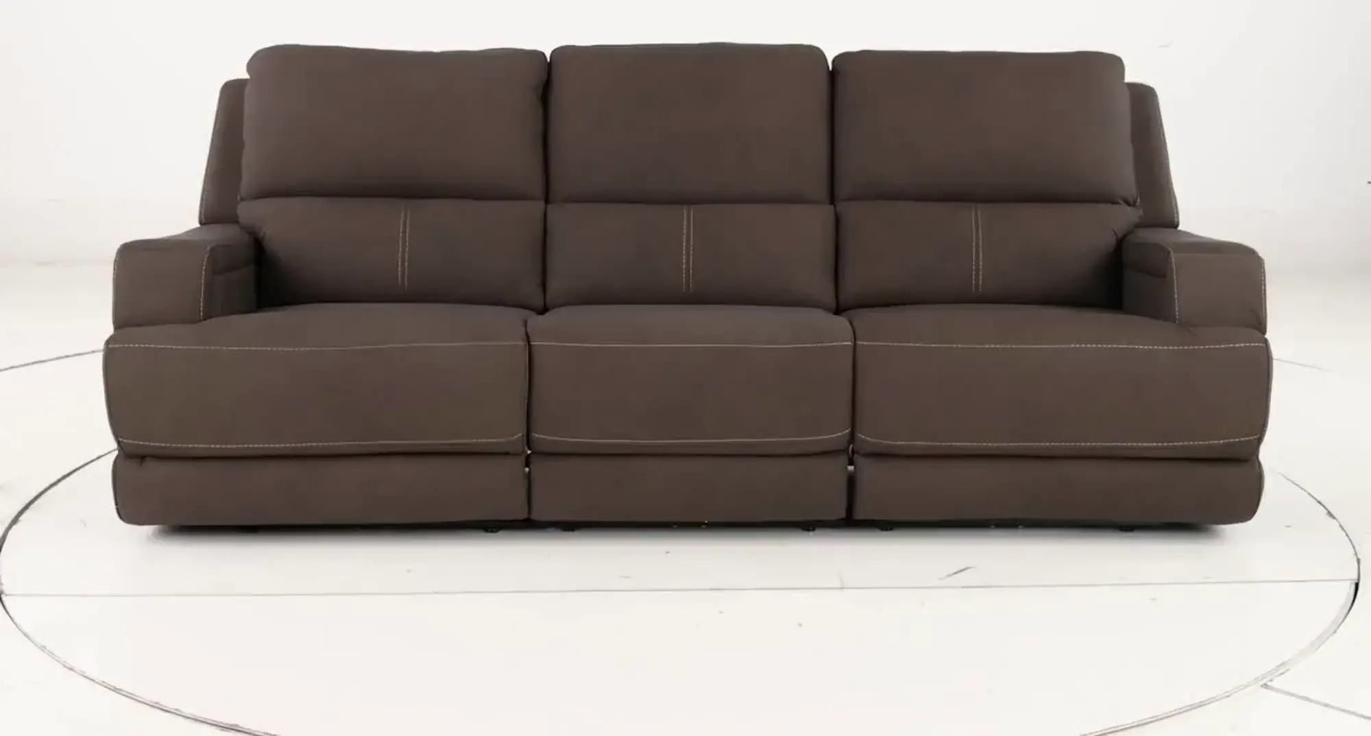 Rushton Espresso Brown Leather Triple Power Reclining Sofa | RC Willey