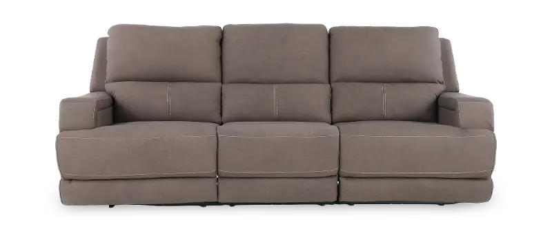 Rushton Espresso Brown Leather Triple Power Reclining Sofa