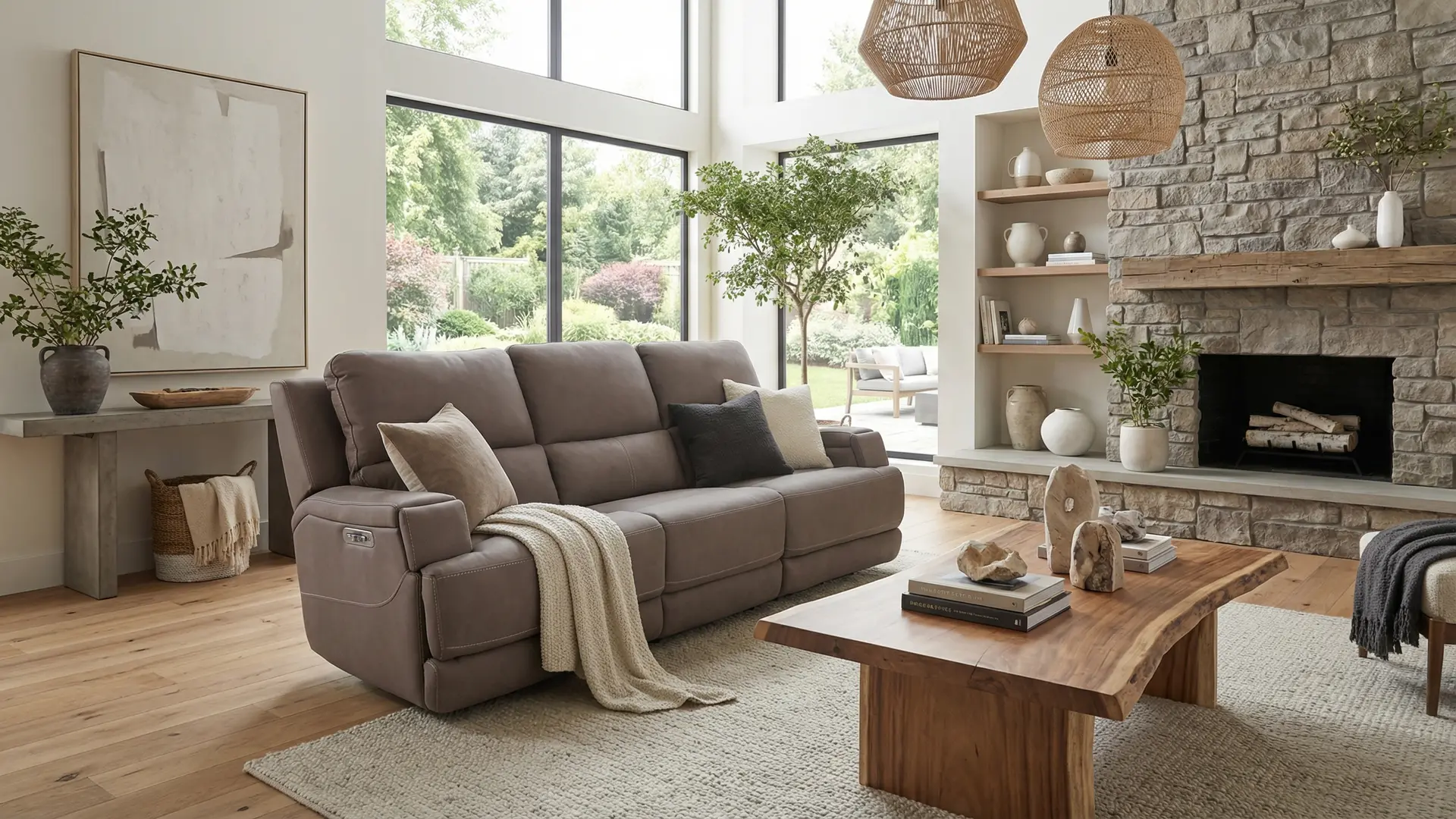 Rushton Espresso Brown Leather Triple Power Reclining Sofa-2