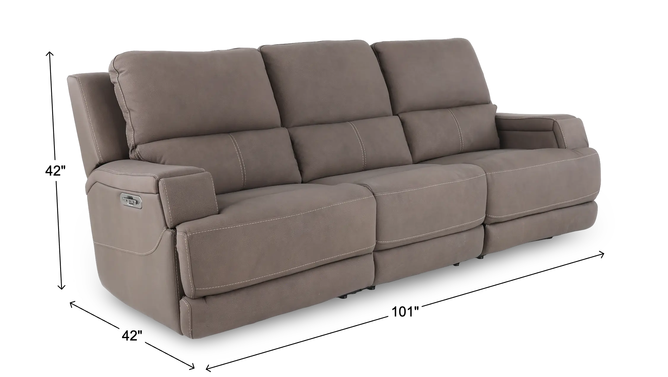 Rushton Espresso Brown Leather Triple Power Reclining Sofa-3