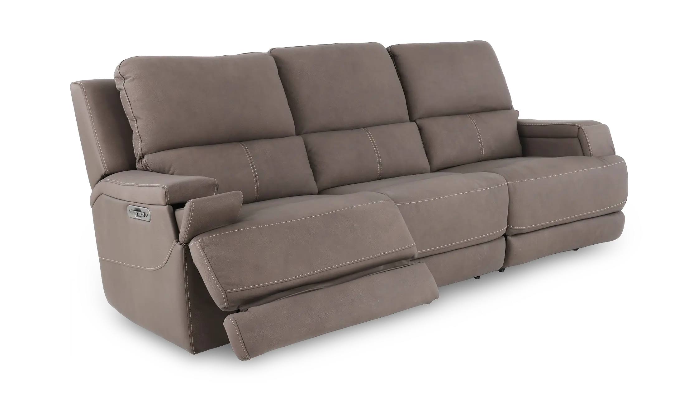 Rushton Espresso Brown Leather Triple Power Reclining Sofa-5
