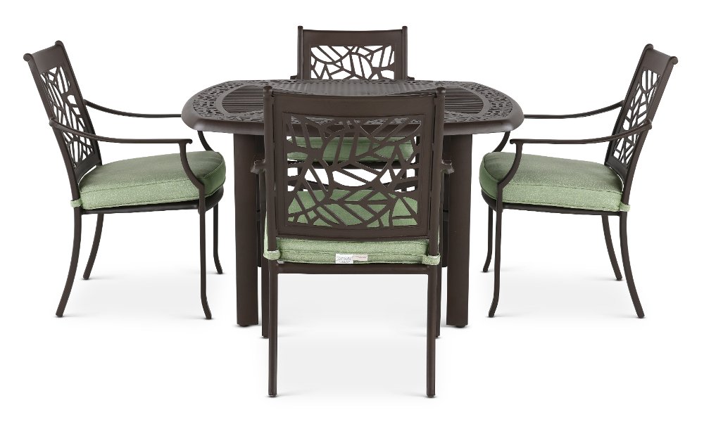 Thurston 5 Piece Gray and Green Patio Dining Set