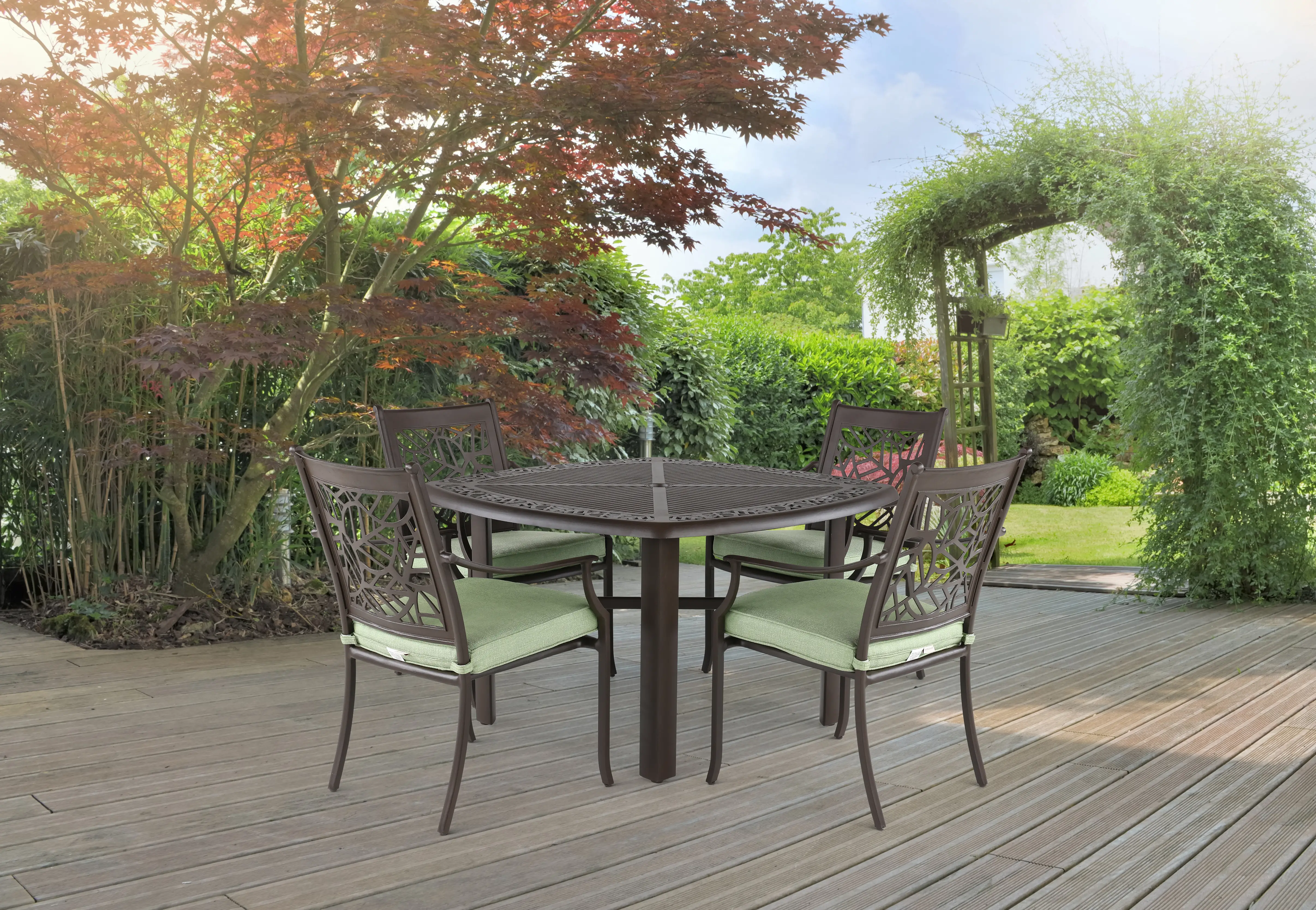 KIT:5PC-THURSTON Thurston 5 Piece Gray and Green Patio Dining Set-2