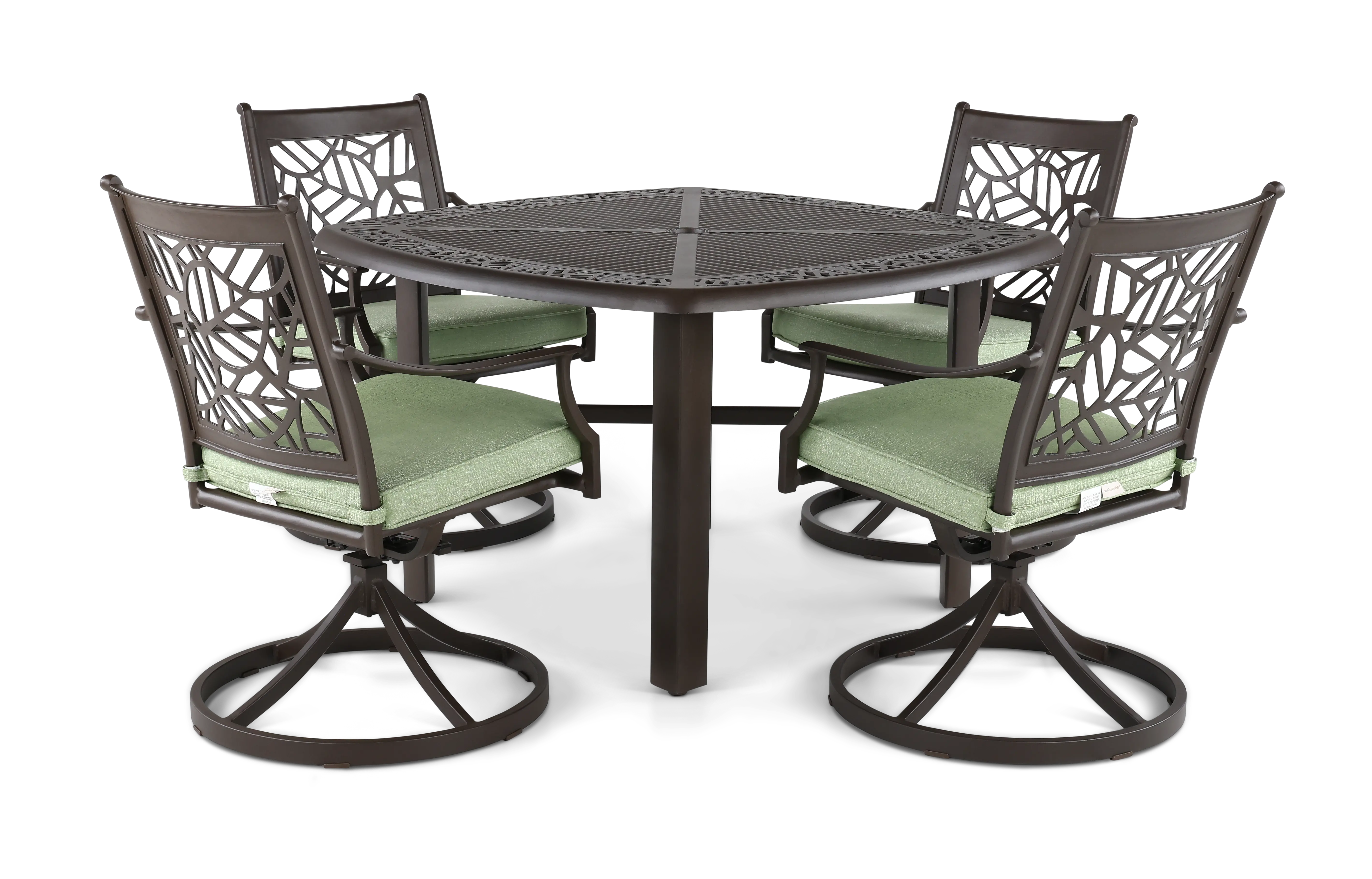 KIT:5PC-THURSTON-SWVL Thurston 5 Piece Gray and Green Swivel Chair Patio Dining Set-1