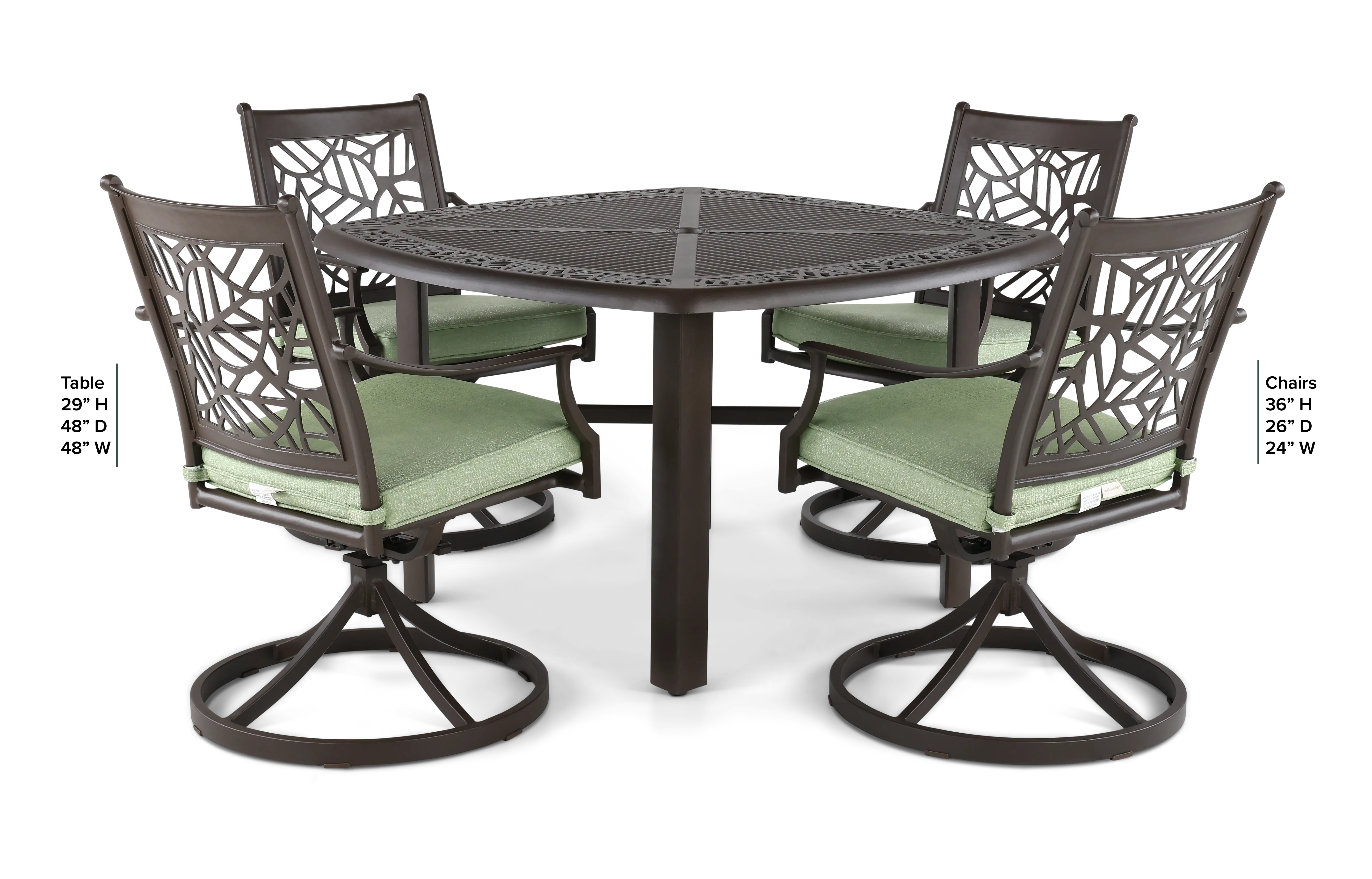 KIT:5PC-THURSTON-SWVL Thurston 5 Piece Gray and Green Swivel Chair Patio Dining Set-3