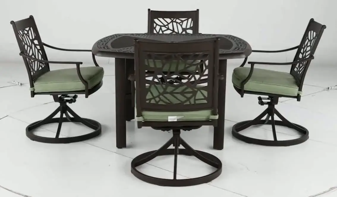 KIT:5PC-THURSTON-SWVL Thurston 5 Piece Gray and Green Swivel Chair Patio Dining Set-7