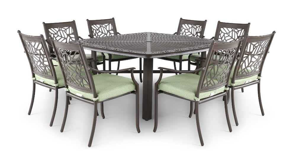 Thurston 9 Piece Gray and Green Dining Chair Patio Set