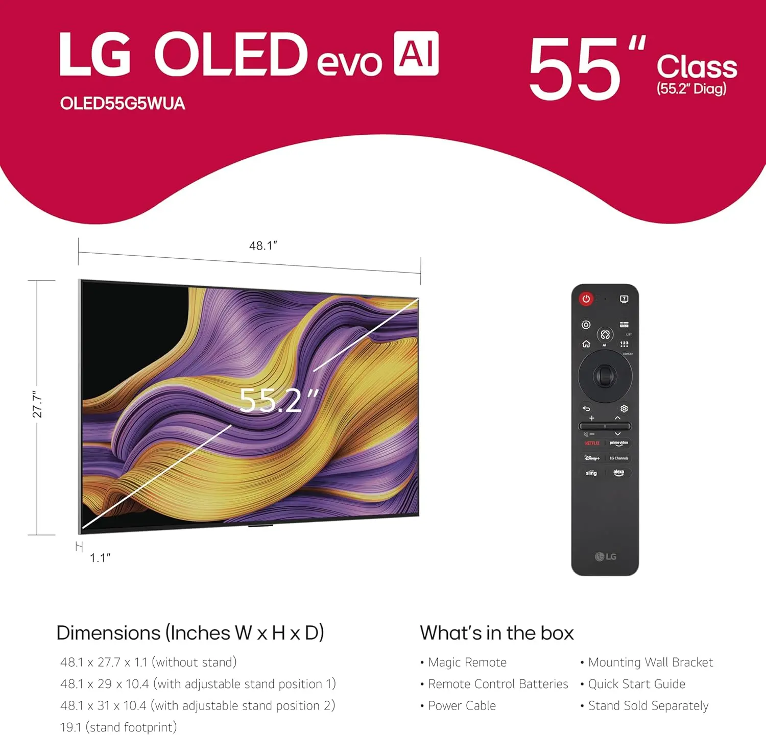OLED55G5WUA.AUS LG 55  G5 Series OLED evo AI 4K UHD Smart webOS TV-3