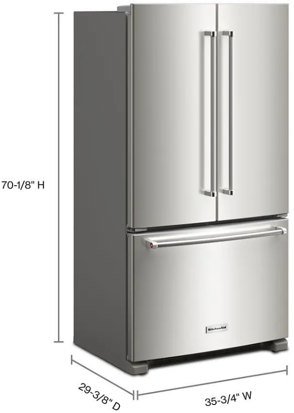 KRFC136RPS KitchenAid 20 Cu Ft French Door Refrigerator - Counter Depth Stainless Steel-3