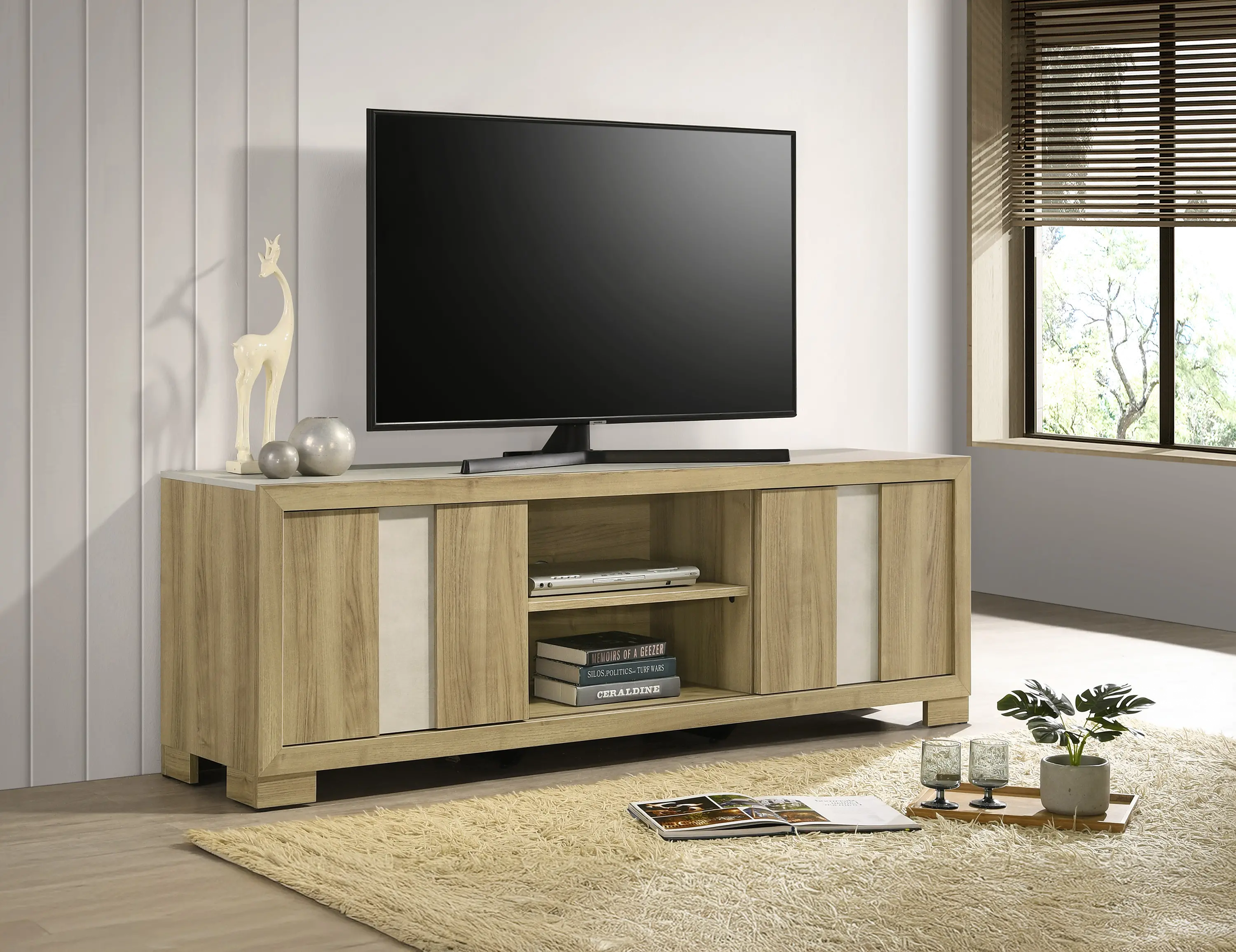 Rangley Brown and White TV Stand-2