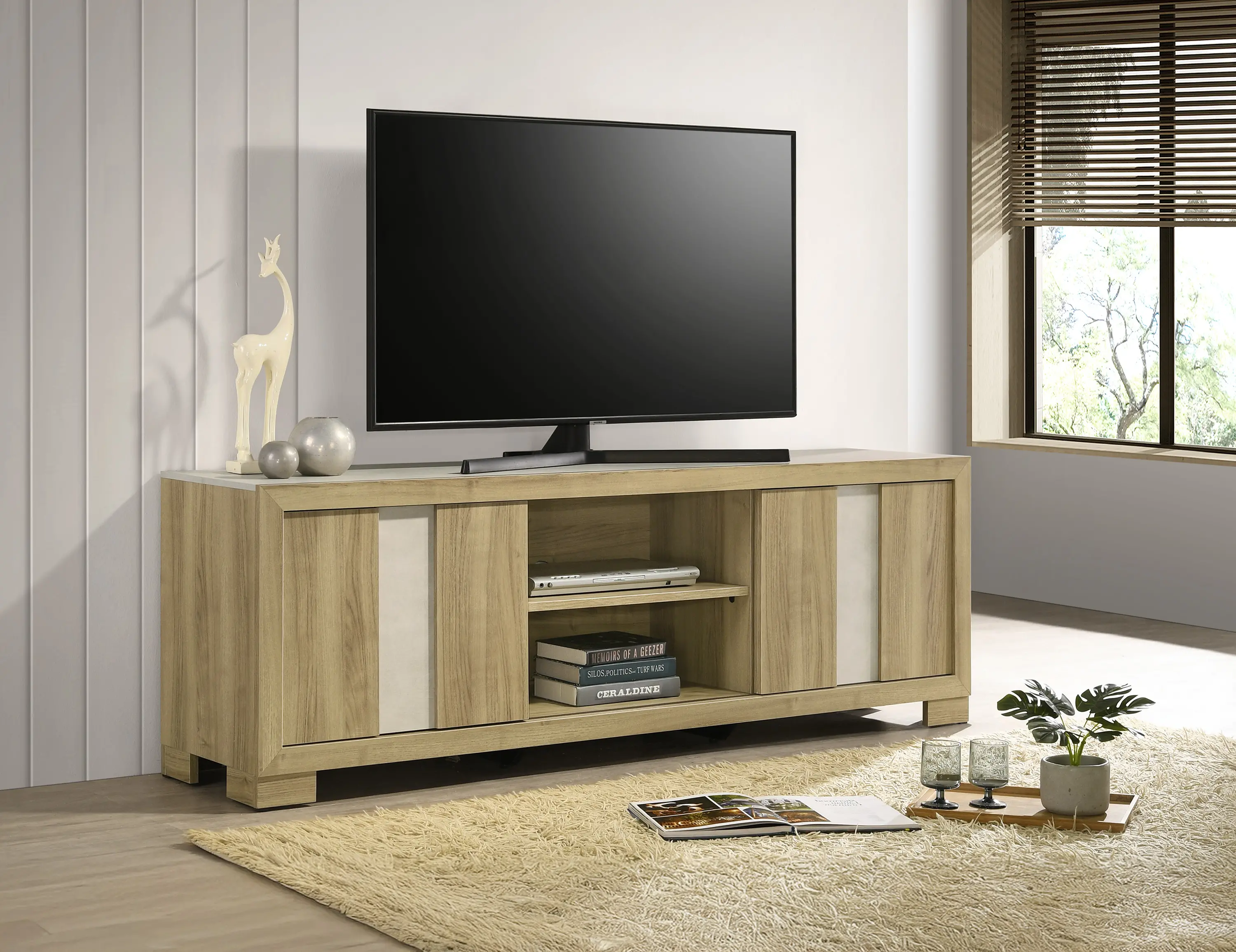 Rangley Brown and White TV Stand-2