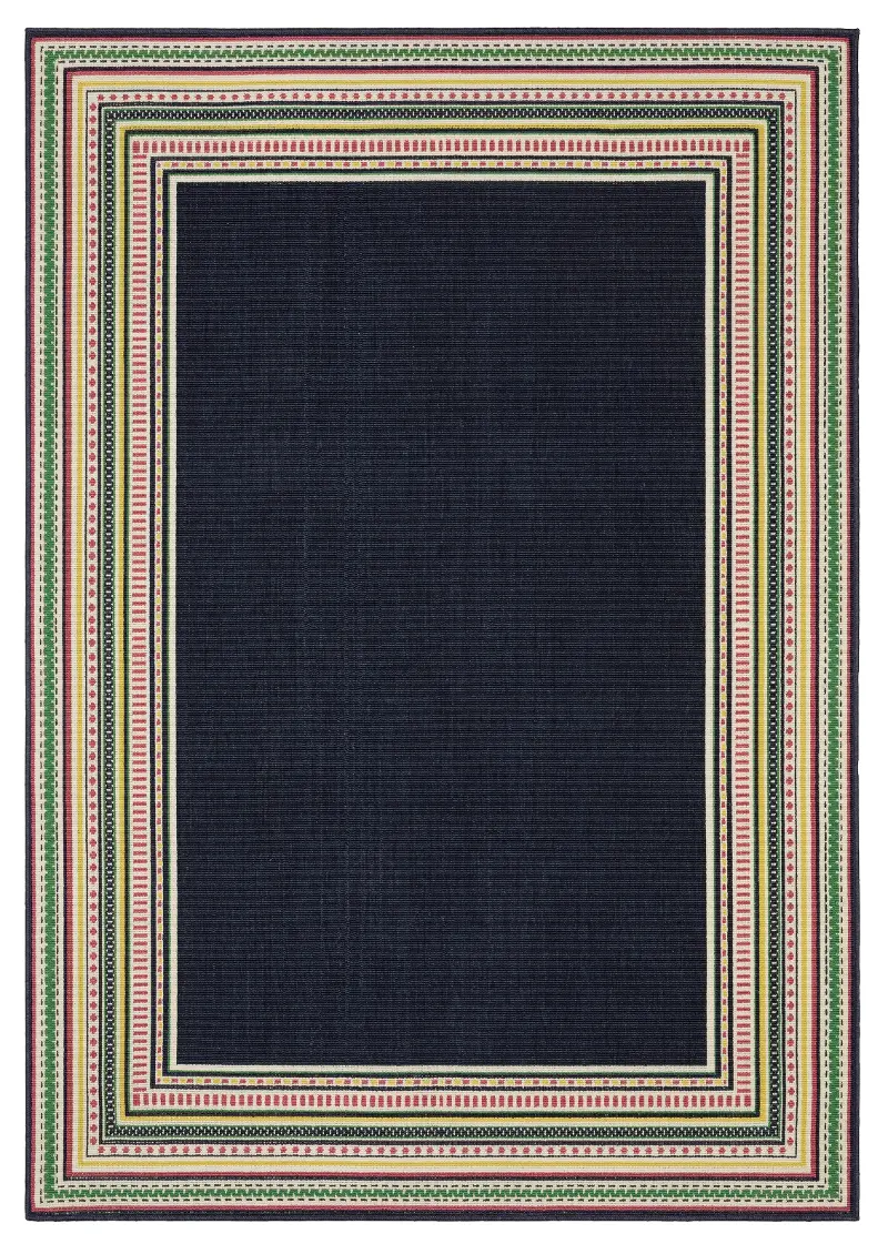 Havana 8 x 10 Navy and Multi Outdoor Area Rug
