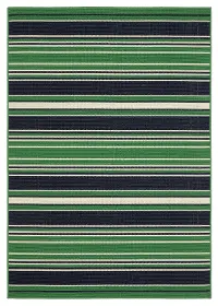Havana 5 x 8 Striped Green and Navy Outdoor Area Rug