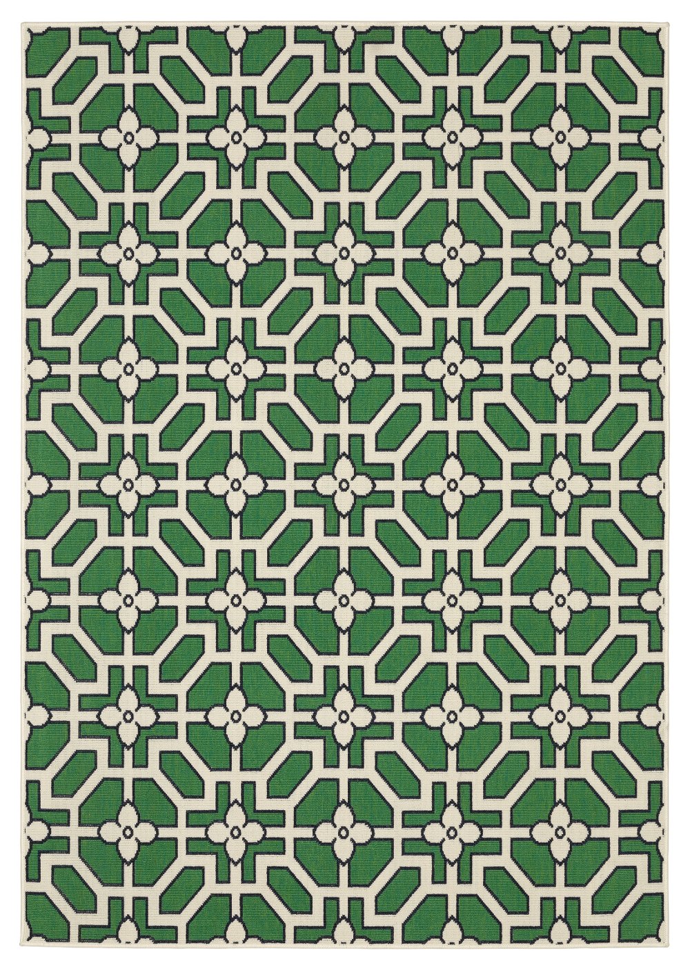 Havana 8 x 10 Green and Ivory Outdoor Area Rug