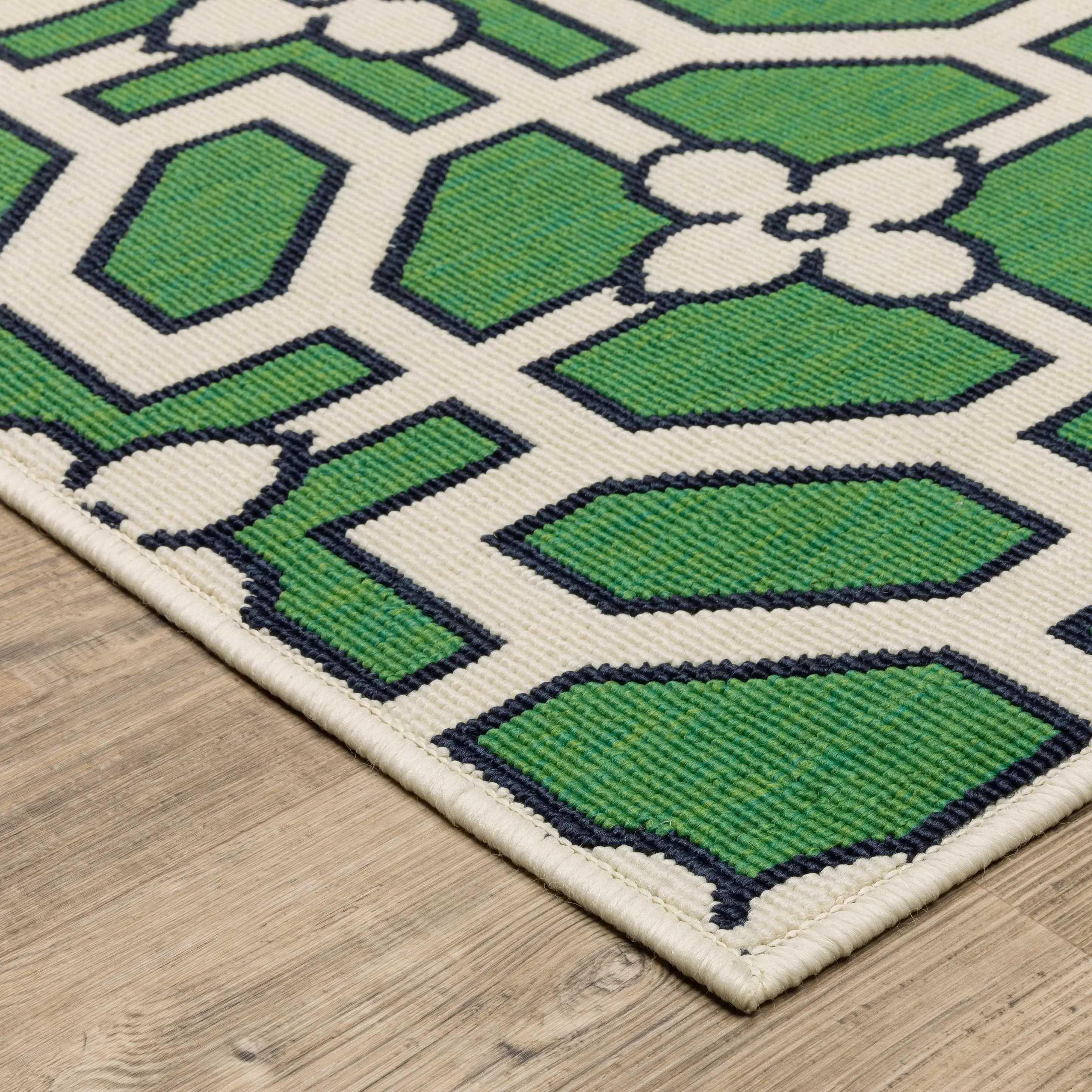 Havana 8 x 10 Green and Ivory Outdoor Area Rug-3
