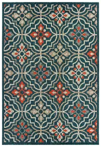 Latitude 5 x 7 Blue Medallion Outdoor Patio Area Rug