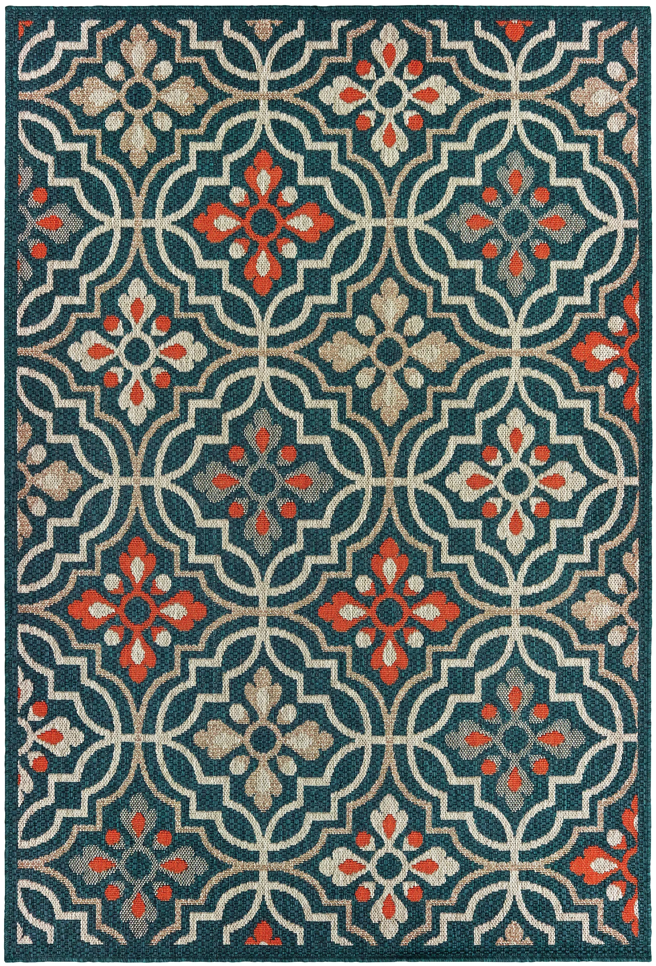 Latitude 8 x 10 Blue Medallion Outdoor Patio Area Rug-1