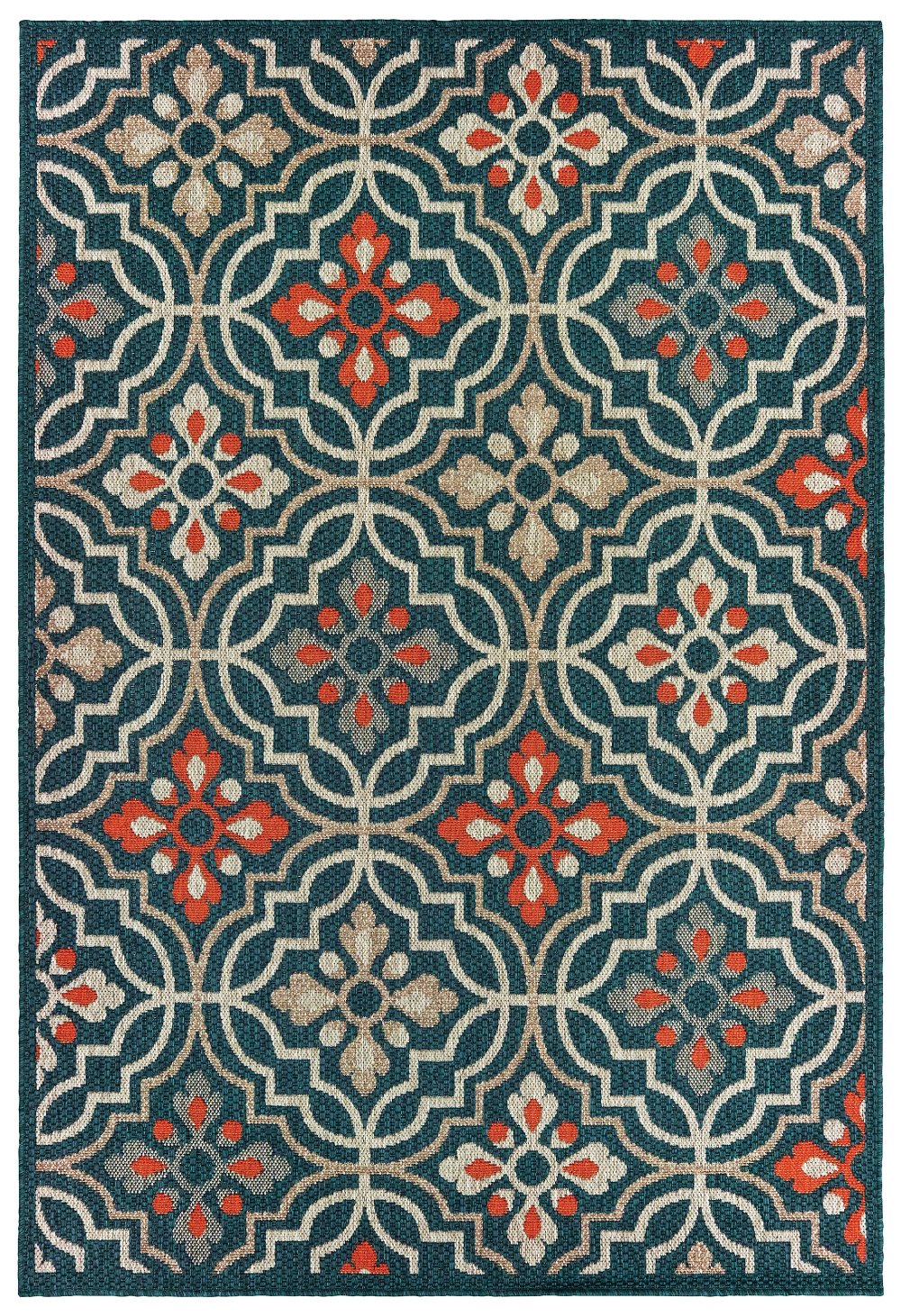 Latitude 8 x 10 Blue Medallion Outdoor Patio Area Rug