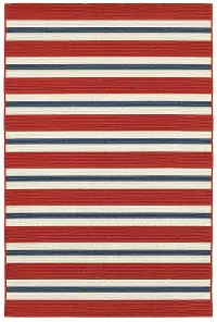 Meridian 5 x 8 Red and Blue Striped Outdoor Patio Rug