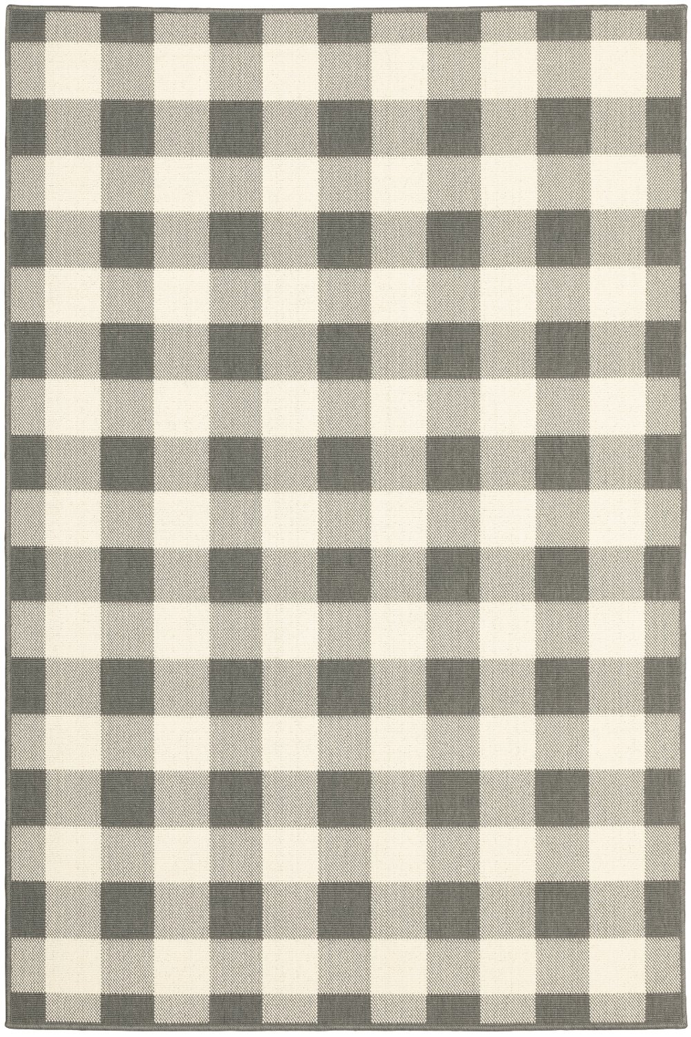 Marina 5 x 8 Gray Gingham Outdoor Area Rug