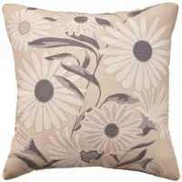 ALH33BEIGE020020 Outdoor Floral Gray and Beige 20  Throw Pillow