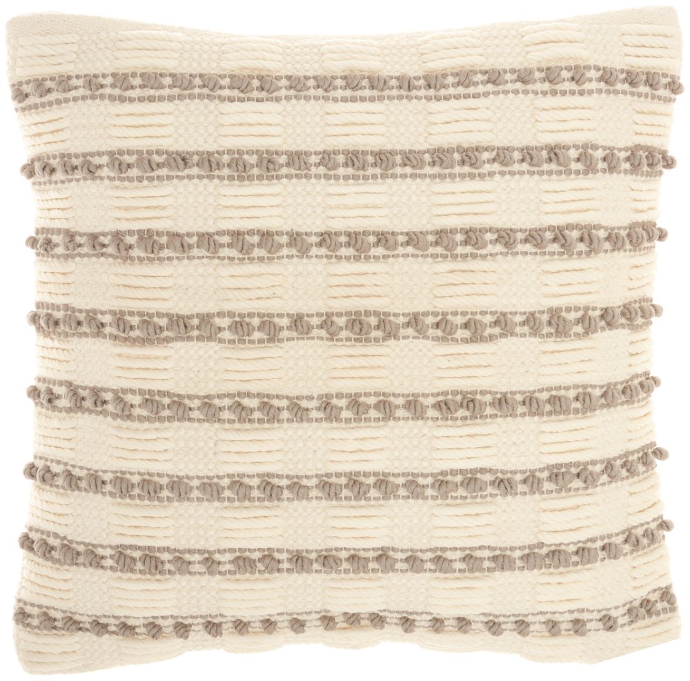 Benji Square Natural Striped Throw Pillow