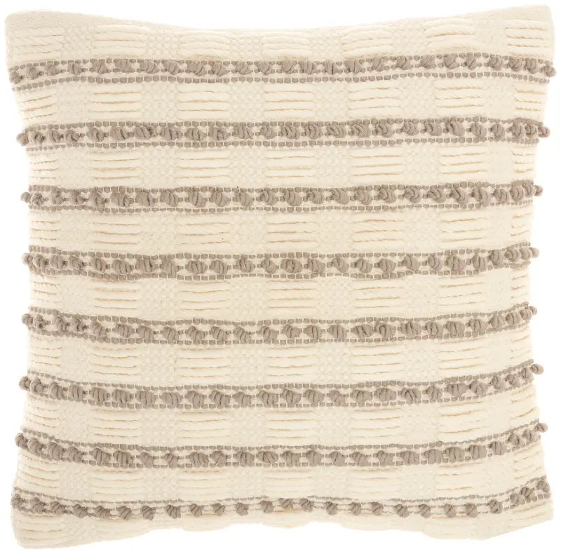 Benji Square Natural Striped Throw Pillow