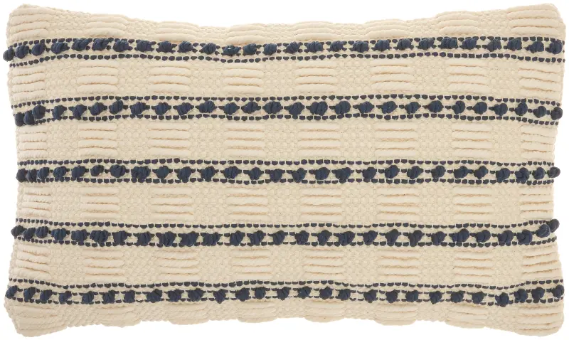 Lori Oblong Navy Stripe Throw Pillow