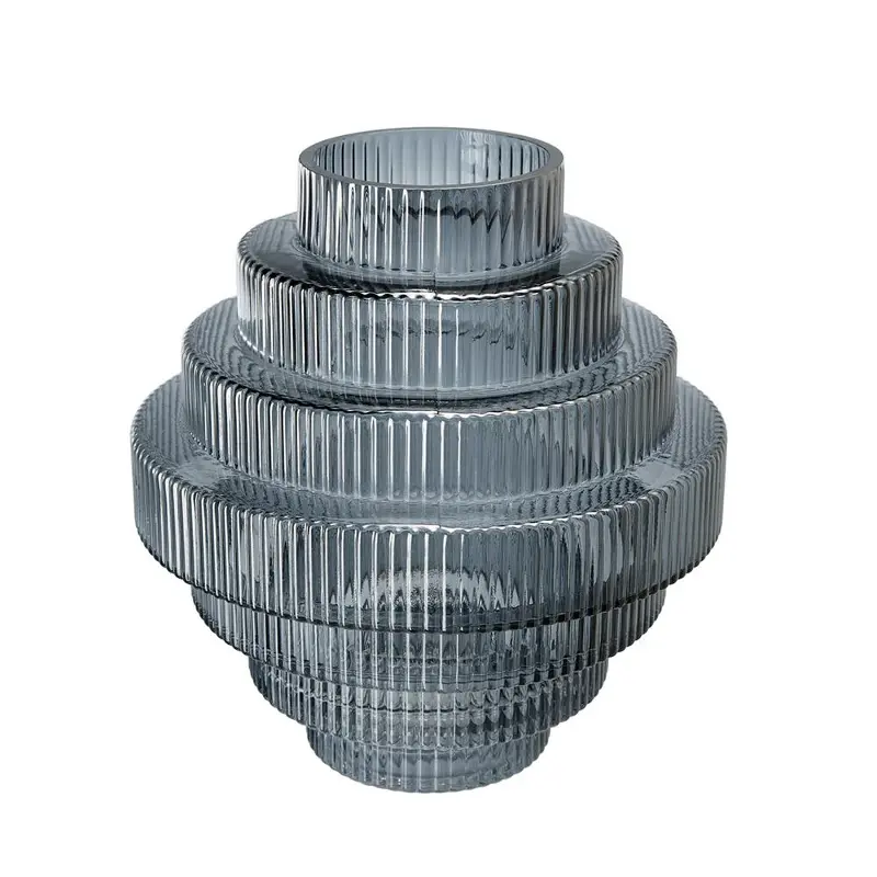 Multi Tiered Smoked Blue Vase
