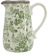White and Green Ceramic Pitcher Vase