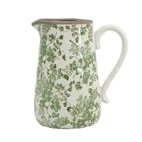 White and Green Ceramic Pitcher Vase