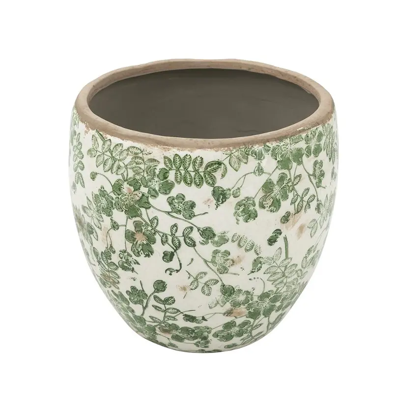Green Vintage Floral Vase