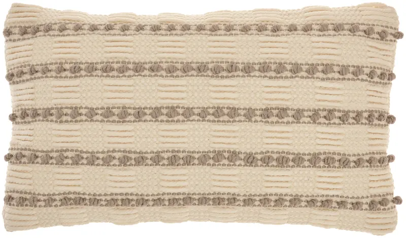 Benji Oblong Light Gray Striped Throw Pillow