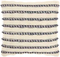 GC384NAVY018018 18  Square Ivory and Navy Throw Pillow