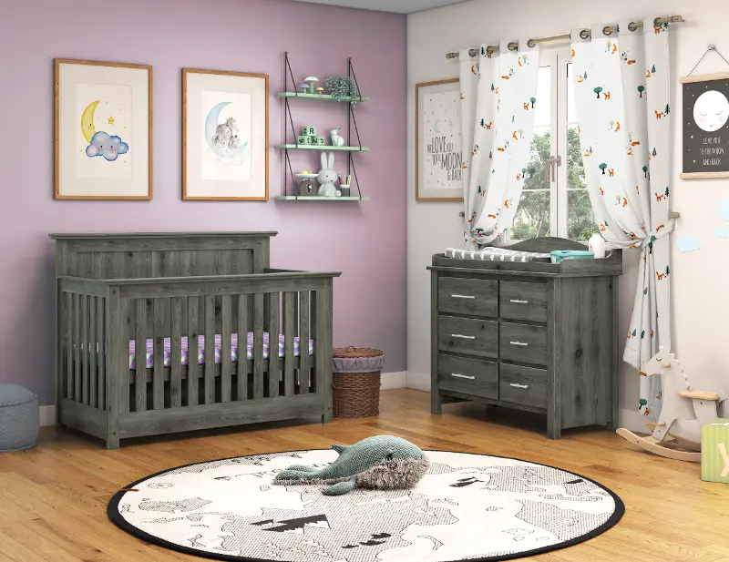 B-Two Rustic Gray Quinn Crib | RC Willey