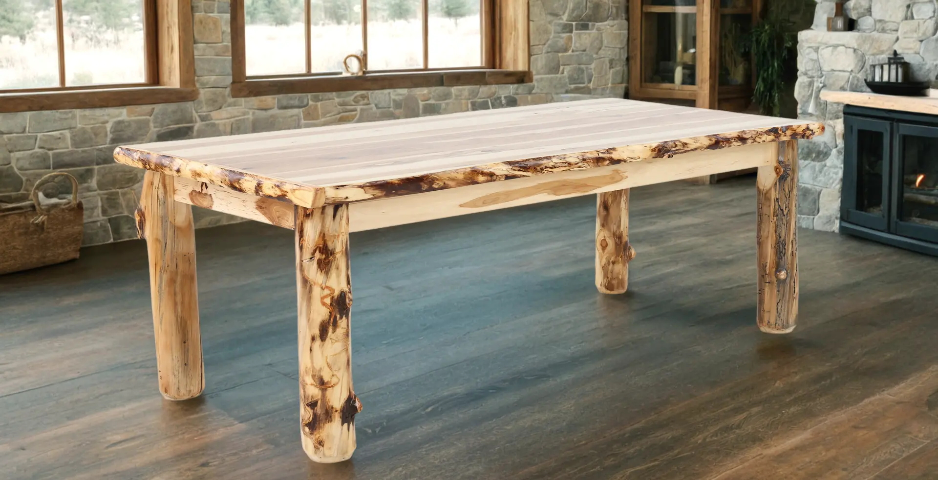 Aspen Natural Log Dining Table-2